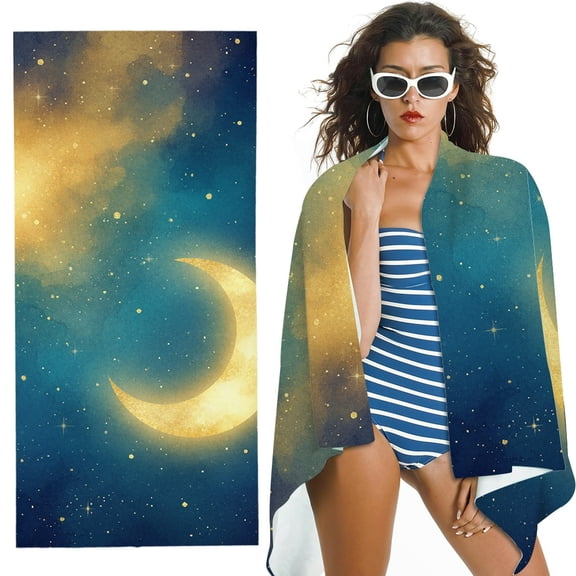 RKSupls Glow-Wash Lunar Nebula Oversized Microfiber Beach Towel - Ultra-Soft Microfiber Machine Washable, for Bathroom, beach, Soft Super Absorbent- 30x60 in