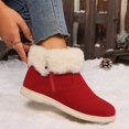thumbnail image 5 of Aueoeo Womens Winter Flat Boots Furs Snow Boots Ankle Booties Fuzzy Warm Short Boots for Girl Side Zip Boots Red, 5 of 7