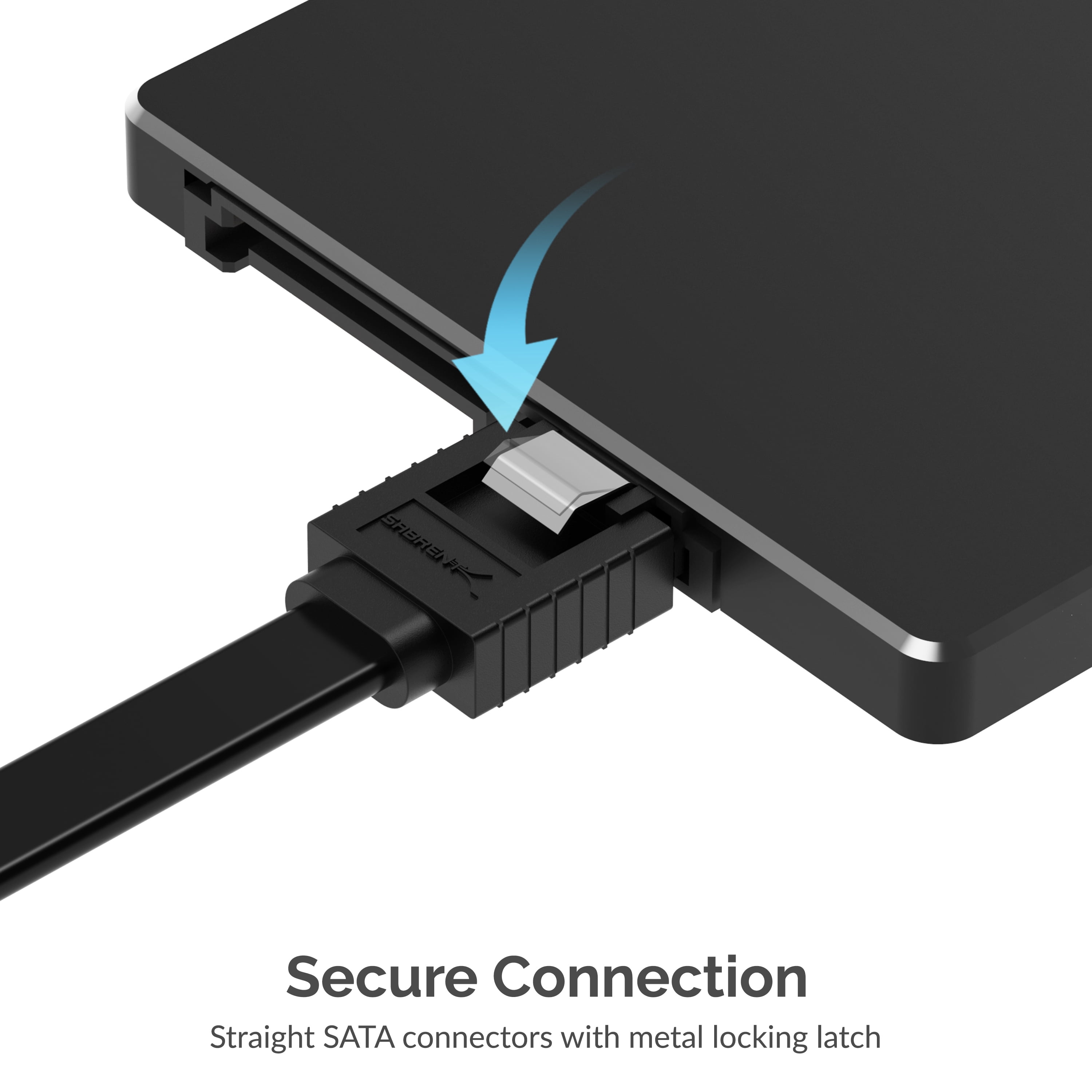 SABRENT SATA III (6 Gbit/s) Straight Data Cable with Locking Latch for HDD/SSD/CD and DVD Drives (3 Pack - 20-Inch) in Black (CB-SFK3)