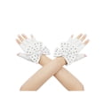 thumbnail image 1 of Guantes de cuero sintético para mujer Inspire Chic, guantes de muñeca punk gótica con lazo con tachuelas, talla única, dedo medio blanco, 1 of 6