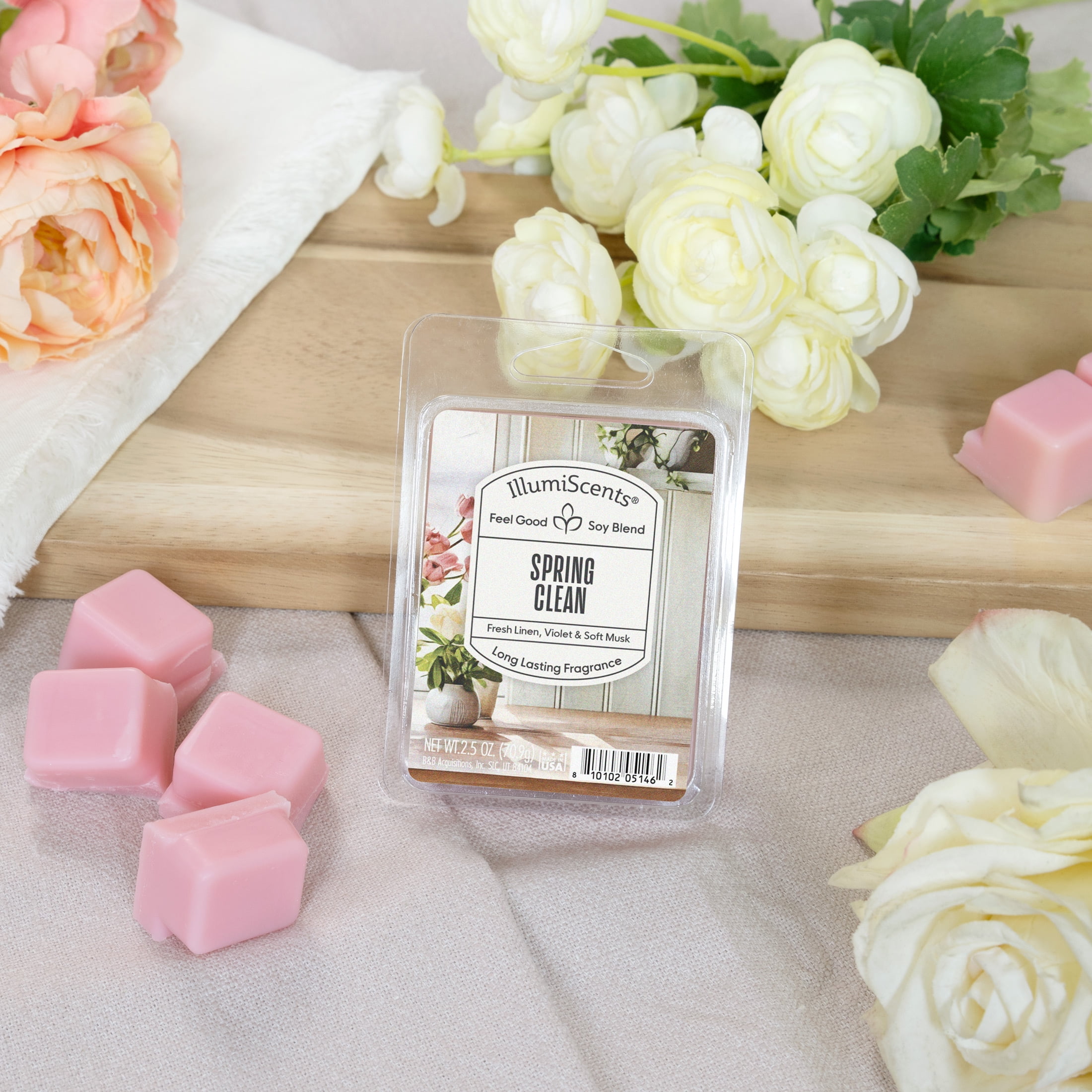 (4 pack) Spring Clean Wax Melt, IllumiScents, Highly Fragrant Soy Blend, 2.5 oz (1-Pack)
