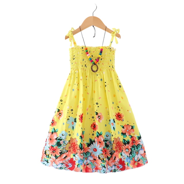 Qudderr Robe d'Été 1-10T pour Fille Robe de Plage Dos Nu pour Enfants Robe Décontractée Cami Hawaïenne de Vacances pour Filles