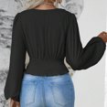thumbnail image 4 of cfhntfmh Going out Tops for Women Fashion Cross V Neck Long Sleeve T-Shirts Fall Pleated Smocked Party Blouses, 4 of 4