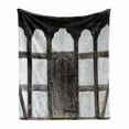 thumbnail image 1 of Shutters Soft Flannel Fleece Throw Blanket, Old Door of the Farmhouse Facade Architectural Detail Timber Framing, Cozy Plush for Indoor and Outdoor Use, 70" x 90", Charcoal White, by Ambesonne, 1 of 6