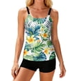 thumbnail image 2 of Swim Dress Women, Swimming Suits for Women, Tankini Swimsuits for Women, Womens Swimsuits Tankini, Flower Tankini Set for Women High Neck Bathing Suit Top Tummy Control Swim Tank Set, Green L, 2 of 4