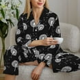 thumbnail image 6 of Picia White Flower Dandelion Pattern Women’s Long-Sleeve Sleepwear Set - Soft 2-Piece Loungewear with Pockets, Comfy PJs for Relaxing Nights-Large, 6 of 7