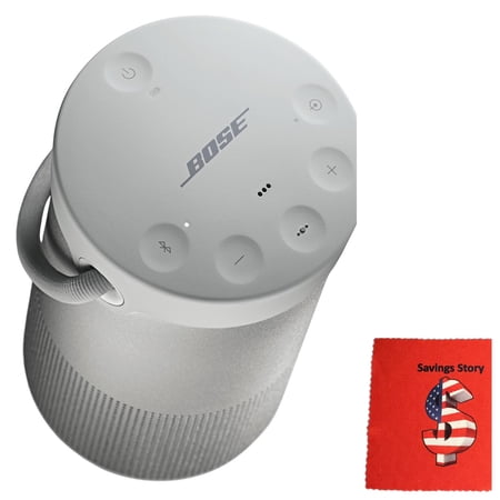 Bose_Soundlink_Revolve Plus II 2 Bluetooth Portable Speaker with Microphone and Handle, Silver, Free Cleaning Cloth, 3 lb