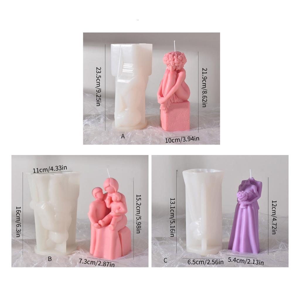 Mother and Kids Silicone Candle Mold Couples Aromatherapy Candle Mould for DIY Craft Soap Cookie Fondant Soap Decor