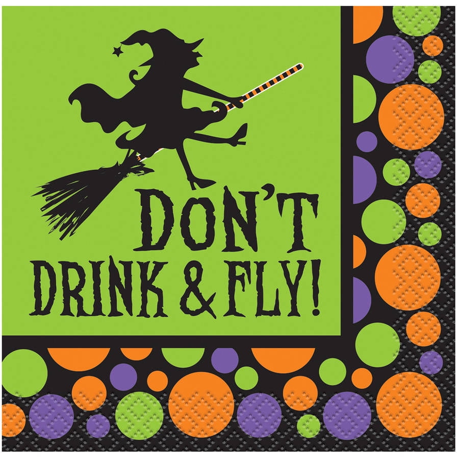 Don't Drink & Fly Halloween Cocktail Napkins, 16-Count by Unique Industries