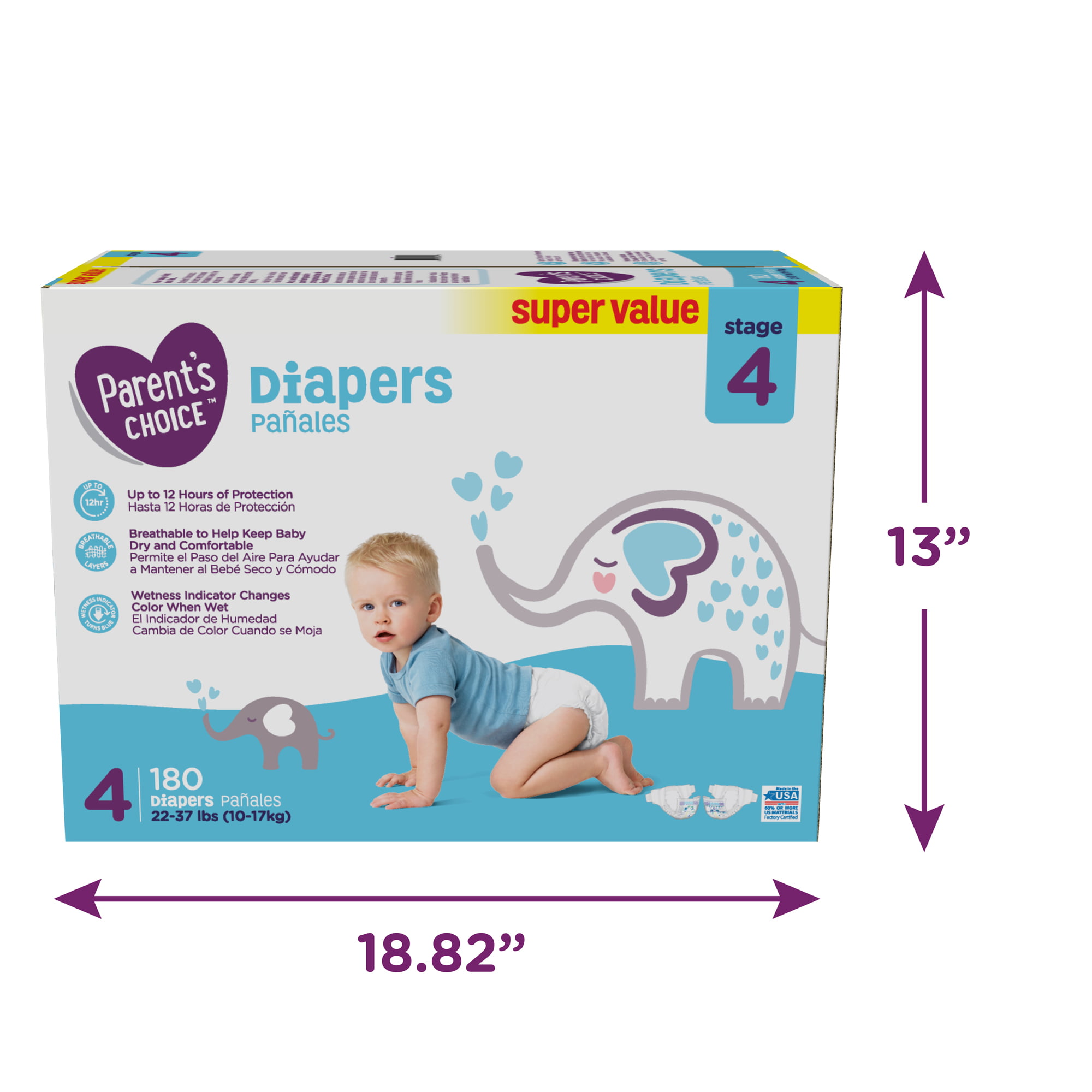 Parent's Choice Diapers, Size 4, 180 