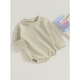 thumbnail image 3 of Bagilaanoe Newborn Baby Girl Oversized Romper Sweatshirt Long Sleeve Bodysuits Waffle Pullover 6M 12M 18M 24M Infant Casual Tee Tops, 3 of 8