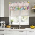 thumbnail image 4 of Vintage Easter Curtain Valances for Windows, Kitchen Valance Window Treatments Panel 2 Pack, Colorful Floral Eggs Bunny Pink Plaid Rustic Rod Pocket Short Curtains for Bathroom Bedroom 54 x 18 Inch, 4 of 8