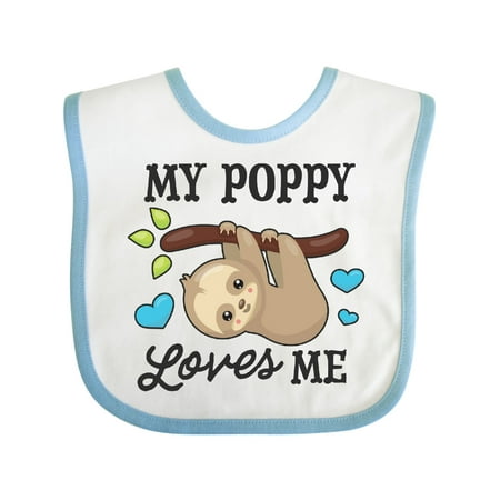 

Inktastic My Poppy Loves Me with Sloth and Hearts Gift Baby Boy or Baby Girl Bib