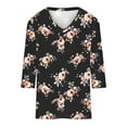 thumbnail image 4 of GuangCheng Womens 3/4 Sleeve Tops V Neck Floral Printed T Shirts Fall Casual Fashion Blouses, 4 of 4