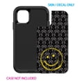 thumbnail image 2 of DistinctInk Custom SKIN / DECAL compatible with OtterBox Defender for iPhone 11 (6.1" Screen) - Yellow Smiley Face Black Grey Damask, 2 of 5