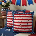thumbnail image 3 of 2 Pack Outdoor Waterproof Throw Pillow Covers,Rustic Patriotic Stars on Red White Stripe Decorative Patio Pillowcases for Chair Couch Sofa 16x16in, 3 of 9