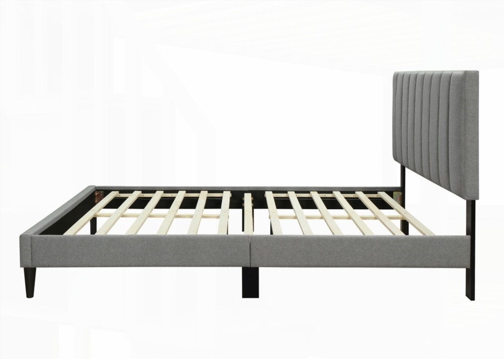 King Size Metal Platform Bed Frame No Box Spring Gray for Master Bedroom