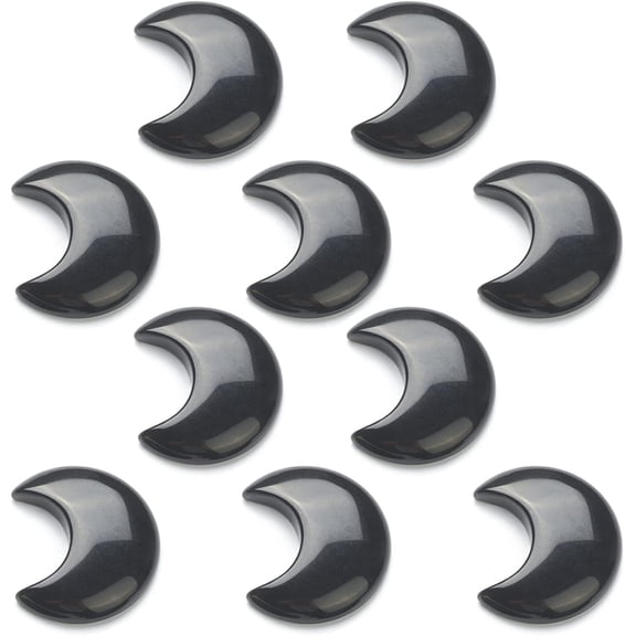 10Pcs Natural Obsidian Cabochons Crescent Moon Black Gemstone Healing Crescent New Carved Stones Worry Stones for Jewelry Making Meditation Balancing Pendant Decor 10pcs