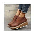 thumbnail image 4 of Daeful Ladies Casual Shoes Slip On Ankle Booties Platform Walking Shoe Driving Non-Slip Lightweight Wedge Brown 7.5, 4 of 9
