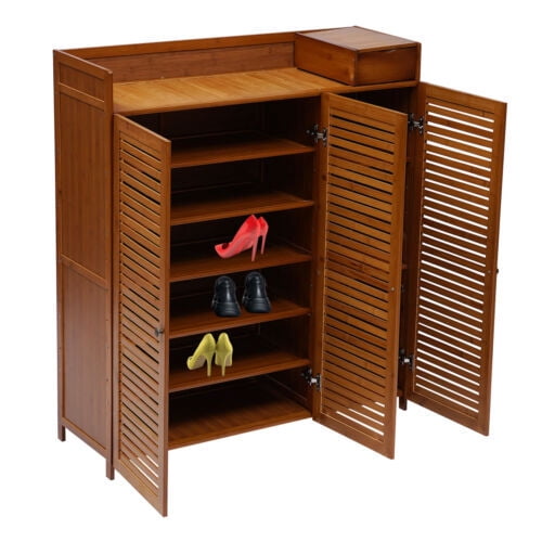 Shoe Organizer Closet Cabinet Wood Shoe Storage Rack Entryway Shoe Cabinet