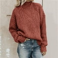 thumbnail image 2 of Mrat Long Sleeve Turtleneck Blouse & Shirts Soft Lightweight Loose Tops Fashion Ladies Causal Soliid Long Sleeve Turtleneck Autumn Tops Blouse T-Shirt Long Sleeve Shirts for Teens, 2 of 7