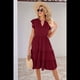 thumbnail image 5 of Vestido de Verano para Mujer, con Mangas con Volantes y Escote en V, Midi, Color Rojo Vino, Talla L, 5 of 6