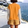thumbnail image 5 of Hxshgdsn Womens Henley Sweatshirt with Sheer Patchwork Puff Sleeves Casual Pullover Top Summer Daily Wear(Orange/L), 5 of 7
