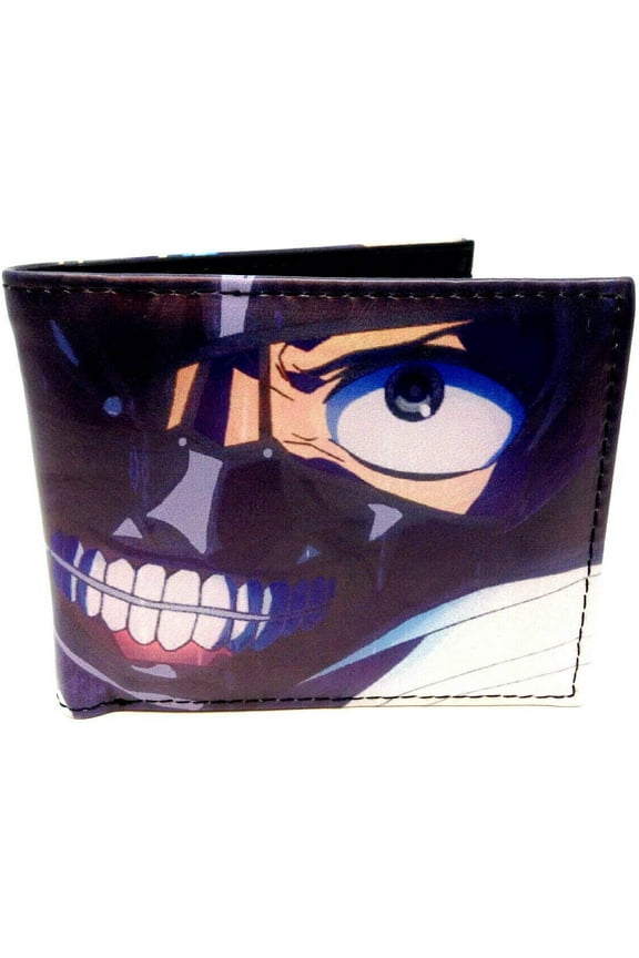 Tokyo Ghoul Ken Kaneki Mask Sublimated Graphic Print PU Faux Leather Men's Bifold Wallet