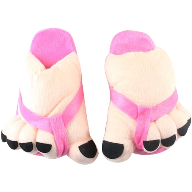 Zapatillas suaves y cálidas antideslizantes de terciopelo para pies grandes con punta de dibujos animados para mujer, zapatos de suelo de interior de algodón para el hogar Xemadio WMZL-159-10