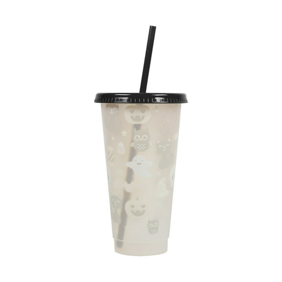 MOQIN Halloween Color Changing Cups With Lids and Straws 24oz Plastic Reusable Cups for Adults, Kids Party, Cute Cups for Ice Drink, Perfect for Cold Coffee, Smoothie etc.