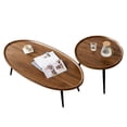 thumbnail image 5 of Modern Nesting Side Table Set of 2 Walnut Coffee Tables for Living Room Mid Century Modern Nesting Side Tables for Living Room Farmhouse End Table for Small Spaces Sofa Bedside Balcony Walnut, 5 of 7