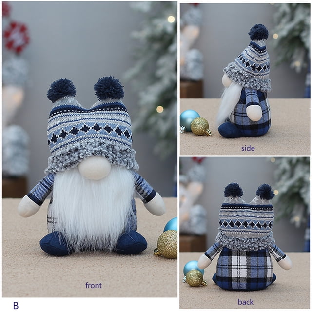 Xihbxyly Enano Barbudo Navideño, Tejido de Punto Azul, Adorno Decorativo de Rudolph, Material Acogedor, Decoración Navideña para El Hogar, Centro Comercial y Hotel, Idea de Regalo, Juego de 1 Pieza