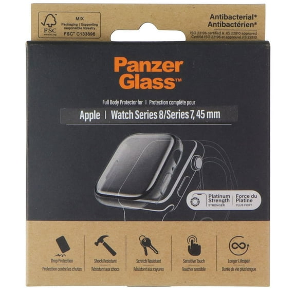 PanzerGlass 45mm Full Body Watch Protector for Apple Watch Series 8/7 - Black