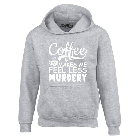 Shop4Ever Men's Coffee Makes Me Feel Less Murdery Hooded Sweatshirt Hoodie XXX-Large Sports Grey
