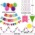 thumbnail image 5 of Colorful Happy Birthday Party Decorations Set - Paper Banner, Flag Bunting, Circle Garland, Swirl Streamers & Honeycomb Balls, 5 of 6