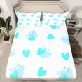 thumbnail image 2 of Manfei Valentine's Day 4 Pieces Queen Sheet Sets for Women Female Men,Blue Love Heart Print Ultra Soft Flat Sheet,Graffiti Splash Queen Fitted Sheet,Breathable Home Decor, 2 of 7