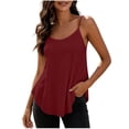 thumbnail image 3 of VBVC Women's Adjustable Strap Crew Neck Camisoles , Ladies' Lightweigh Curved Hem Tank Tops , Casual Summer Sleeveless Shirts For Women,Red,S-2XL, 3 of 9