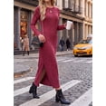 thumbnail image 4 of Cueply Long Sleeve Dress for Women Fall Wedding Guest Cocktail Maxi Dresses Split Elegant Ribbed Knit Winter Dress with Pockets, 4 of 9