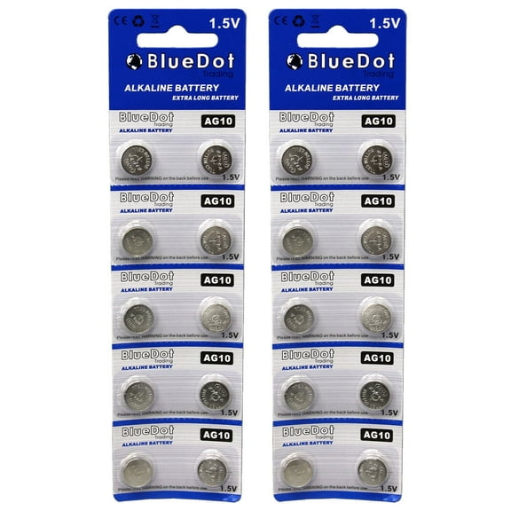 BlueDot Trading AG10 LR54 LR1131 Alkaline Button Cell Batteries - 20 Pack, Long-Lasting Power