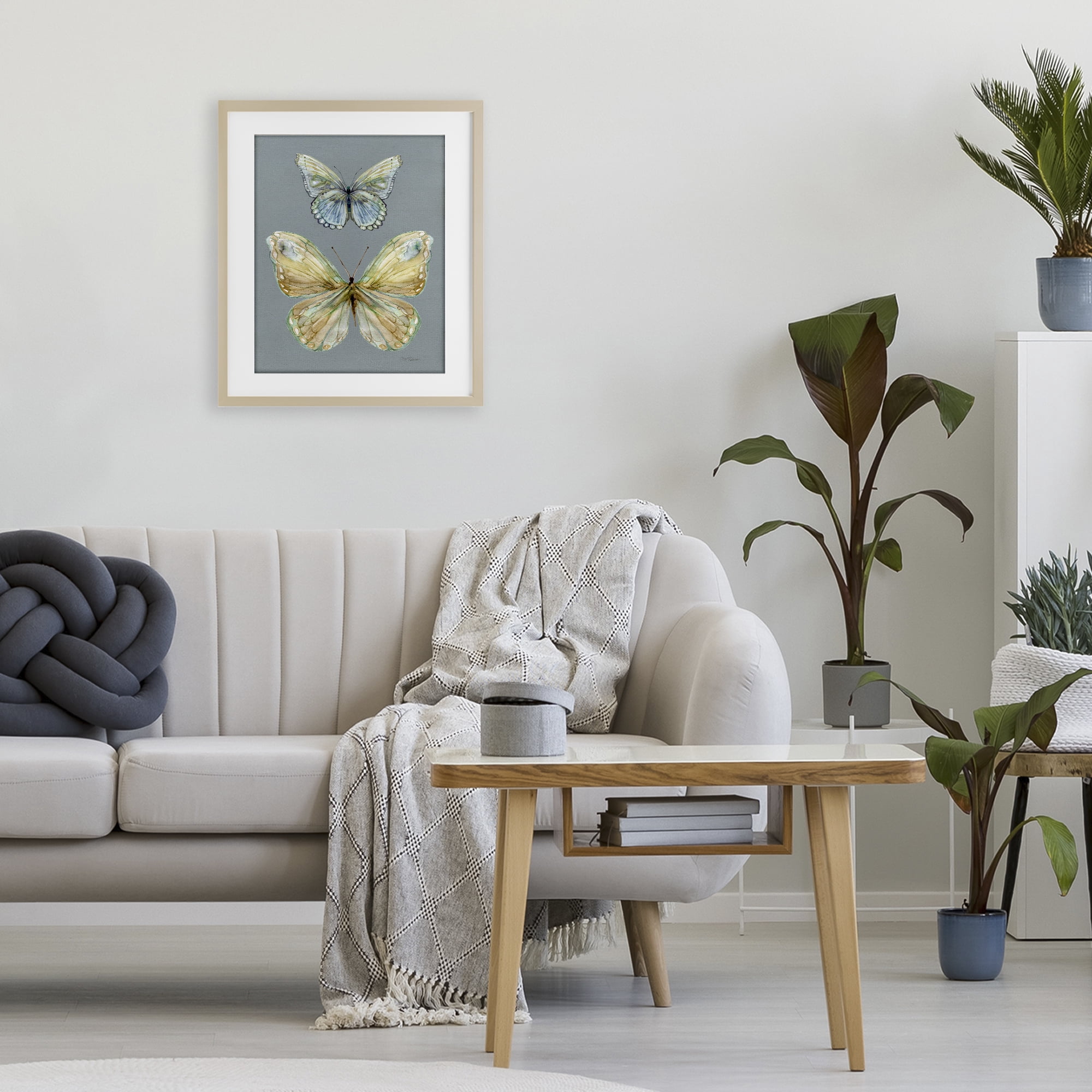 Stupell Industries Delicate Butterflies on Slate Birch Framed Print Under Glass, design by Carol Robinson