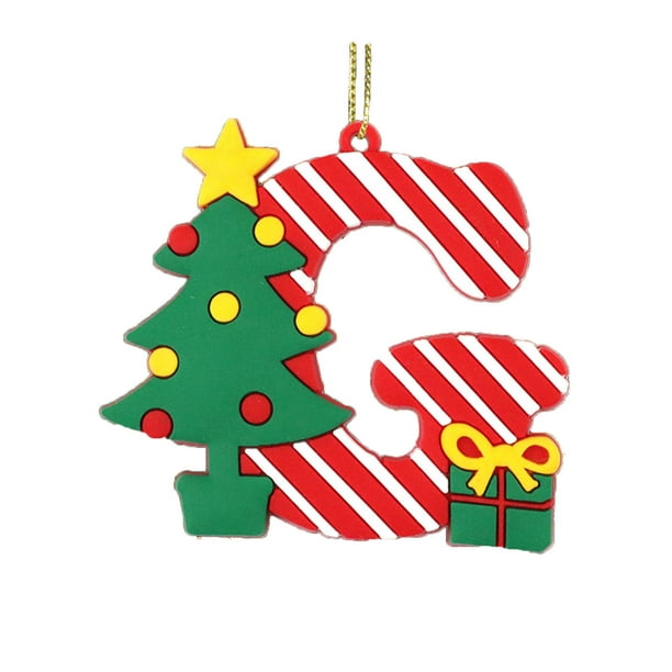 Adornos navideños colgantes con letras mayúsculas en inglés. Juego de 26 adornos navideños con letras mayúsculas en inglés. Decoración colgante para jardín, Navidad y Halloween.