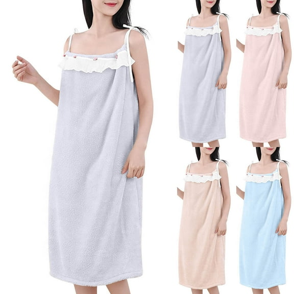 Naittoop Wearable Bath Towel Wrap with Straps Cute Flower Towel Dress for Women Microfiber Bath Towel Dress Spa Towel Robe