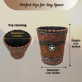 thumbnail image 3 of Rustic Star Accent Resin Storage Bin or Trash Can | Western Home Decor | Tooled Leather Look | Perfect for Bedrooms, Bathrooms, Living Rooms | Cowboy Ranch Style | Versatile Indoor Use, 3 of 7