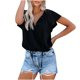 thumbnail image 2 of Puntoco Moda Mujer Casual Cuello en V Sólido Corto Volantes Manga Camiseta tops Blusa Puntoco Puntoco-4760, 2 of 9