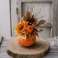 thumbnail image 6 of Fall Pumpkin Decor Thanksgiving Table Centerpiece Artificial Pumpkin with Sunflower Maple Leaves Autumn Harvest Floral Arrangement for Halloween Farmhouse Home Mantel Party Decoration, 6 of 8