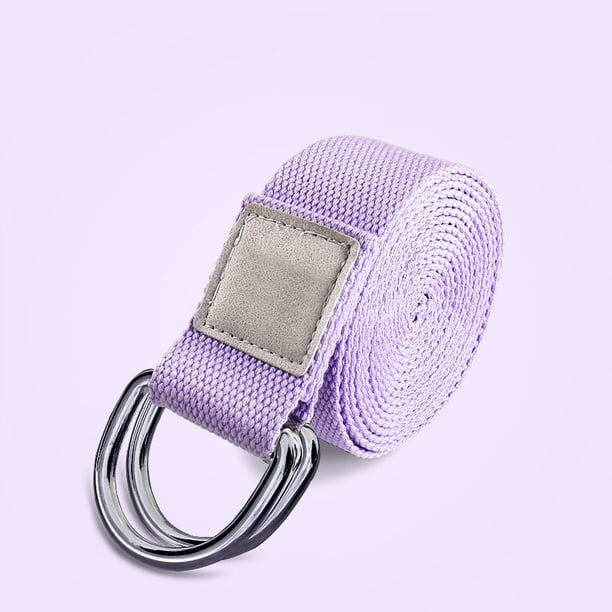 Correa de yoga (90" x 1,5" morada) con hebilla de anilla en D ajustable: correas de ejercicio de algodón y poliéster duraderas para estiramiento, acondicionamiento físico general, flexibilidad y fisioterapia. Rojo Verde