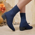 thumbnail image 5 of Wovix Ankle Boots for Women Dressy Comfy Knit Sock Booties Pointed Toe Heel on Elastic Spring Fall Booties Daily Blue 41, 5 of 6