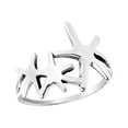 thumbnail image 1 of Tropical Beach Inspired Triple Starfish Sterling Silver Ring-8, 1 of 5