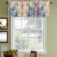 thumbnail image 3 of Blue Red Coastal Curtain Valances for Windows, Kitchen Valance Window Treatments Panel 2 Pack, Beach Starfish Coral Vintage Seahorse Rod Pocket Short Curtains for Bathroom Bedroom 42 x 18 Inch, 3 of 8