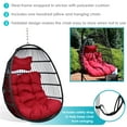 thumbnail image 3 of Sunnydaze Julia Polyethylene Wicker Egg Hanging Chair with Cushions, Red, 3 of 9